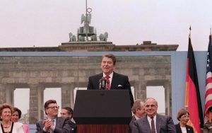 Reagan speech at Brandenburg Gate. 