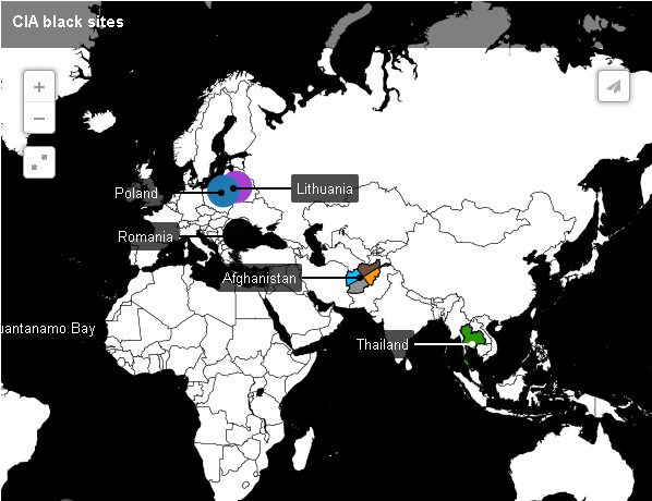 map of CIA black sites prepared by Stamen Design for the Bureau of Investigative Journalism