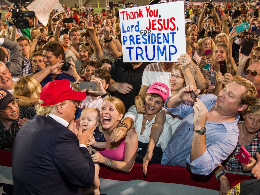 Trump supporters cheering.