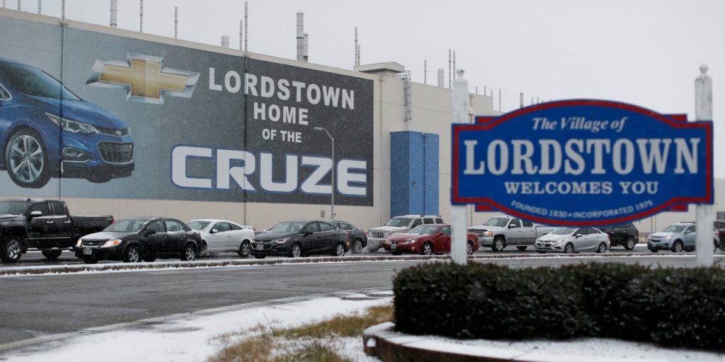 photo of General Motors' Lordstown, Ohio plant which recently closed.