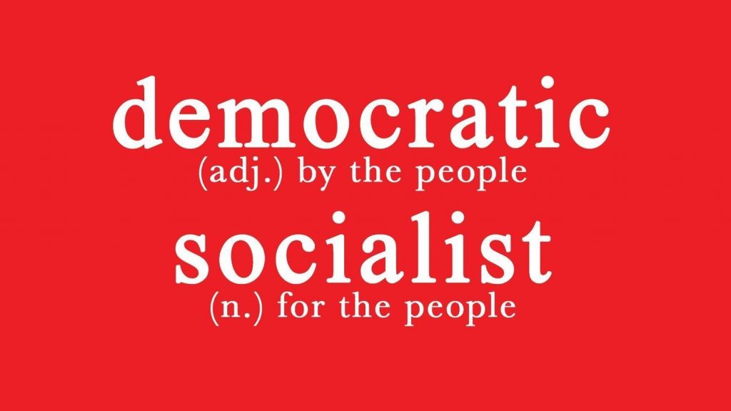 image defining the ideological term, "Democratic Socialist"