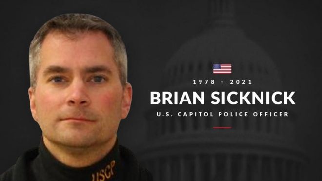 memorial meme from Culver City, California P.D. honoring U.S. Capitol Police Officer Brian Sicknick, brutally murdered by Trump supporting insurrectionists on January 6, 2021