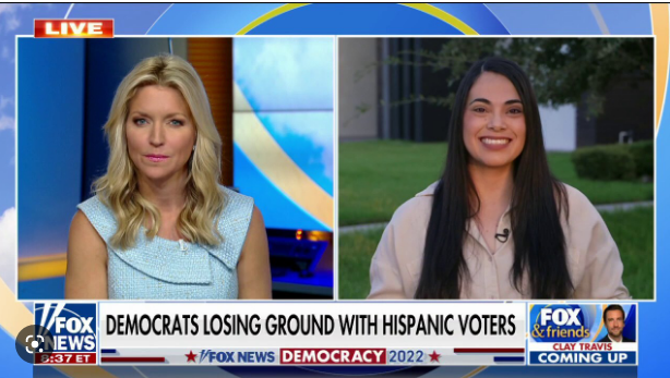 video still of Fox News reporting in September 2022 that "Democrats are losing ground with Hispanics"